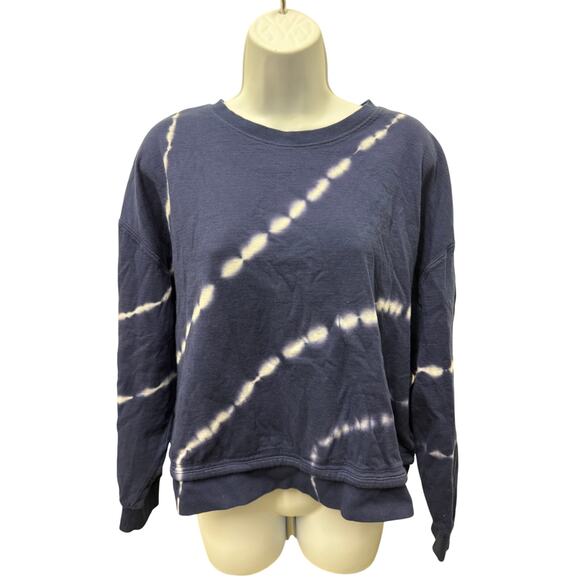 Athleta Sundown Tie Dye women Size M pullover Sweatshirt Blue EUC - Picture 1 of 4